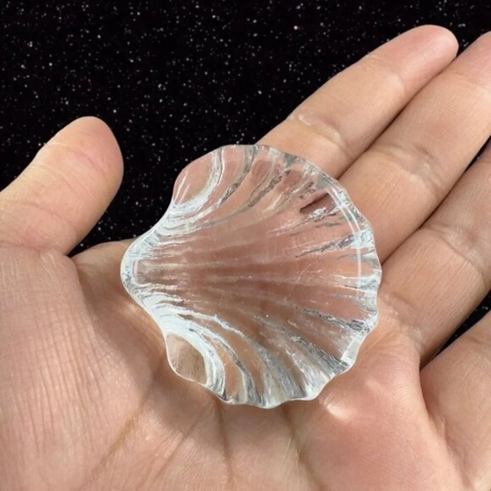Clear Miniature Art Glass Nautical Theme‎ Shell Figurine Small Paperweight Glass